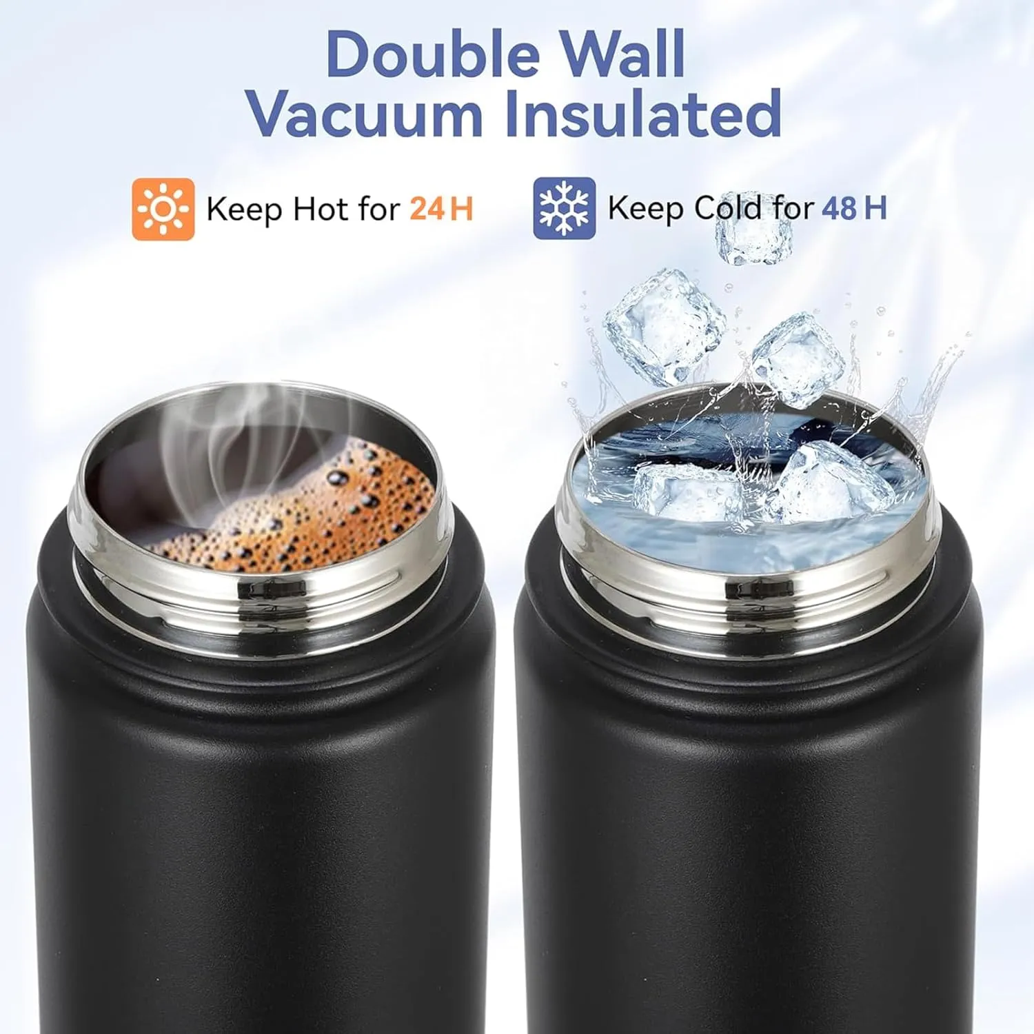 32oz Insulated Water Bottle with Leak Proof Straw,Reusable Stainless Steel Thermos with Double Walled Vacuum,BPA-free,Works,Travel,Sports,Fit All Car Cup Holders