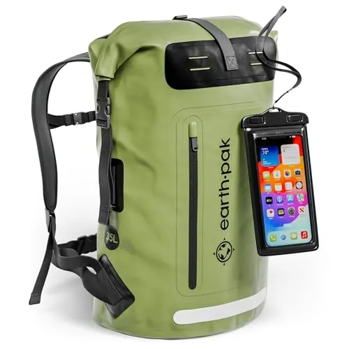 35L Waterproof Backpack-Heavy Duty Hiking Backpack-Roll-Top Closure