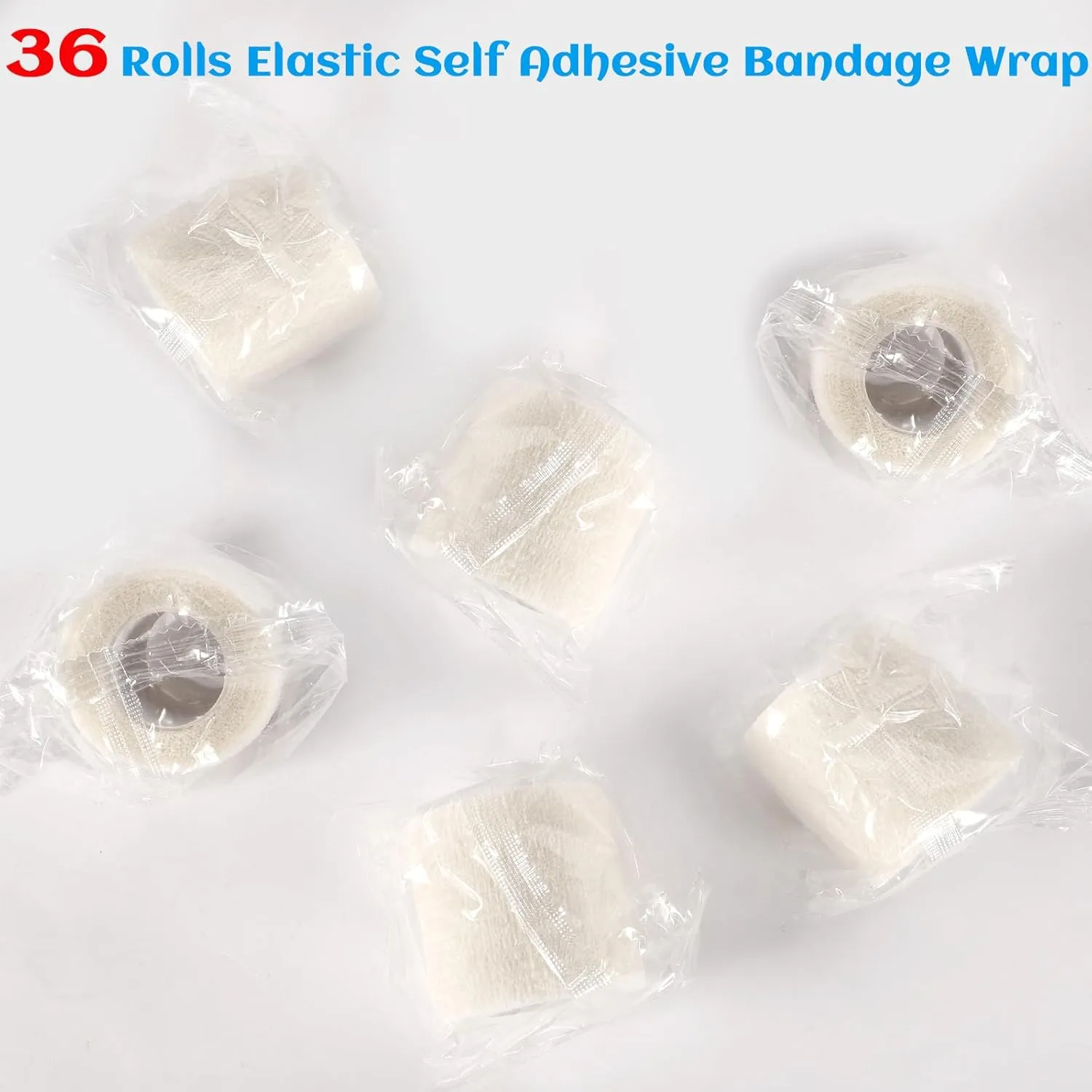 36 Rolls Elastic Self Adhesive Bandage Wrap 2 Inch, Breathable Non Woven Cohesive Bandage, Vet Wrap for Dogs, Ankle Sprains Swelling Medical First Aid Tape, Sports Athletic Tape (White)