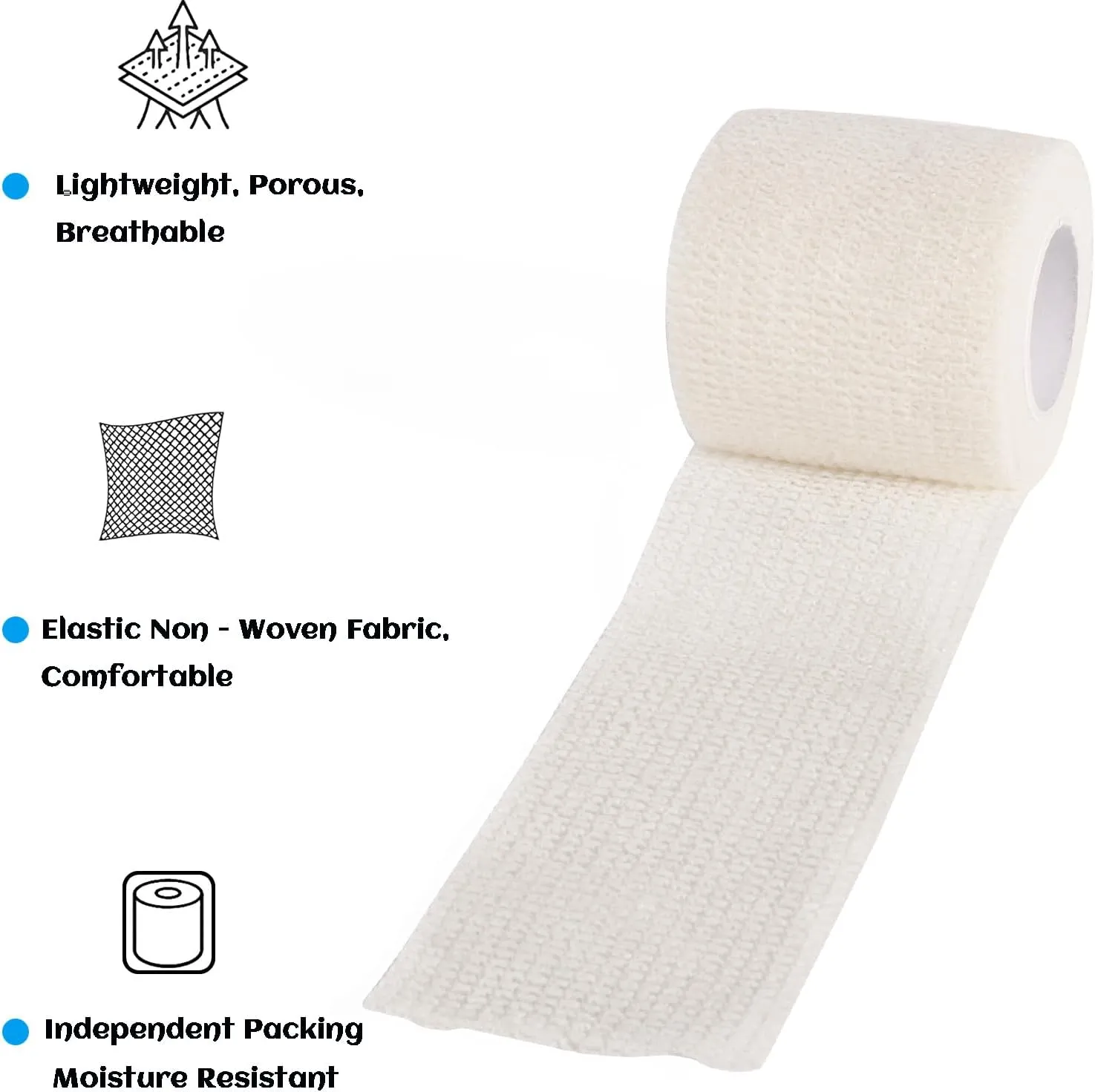36 Rolls Elastic Self Adhesive Bandage Wrap 2 Inch, Breathable Non Woven Cohesive Bandage, Vet Wrap for Dogs, Ankle Sprains Swelling Medical First Aid Tape, Sports Athletic Tape (White)