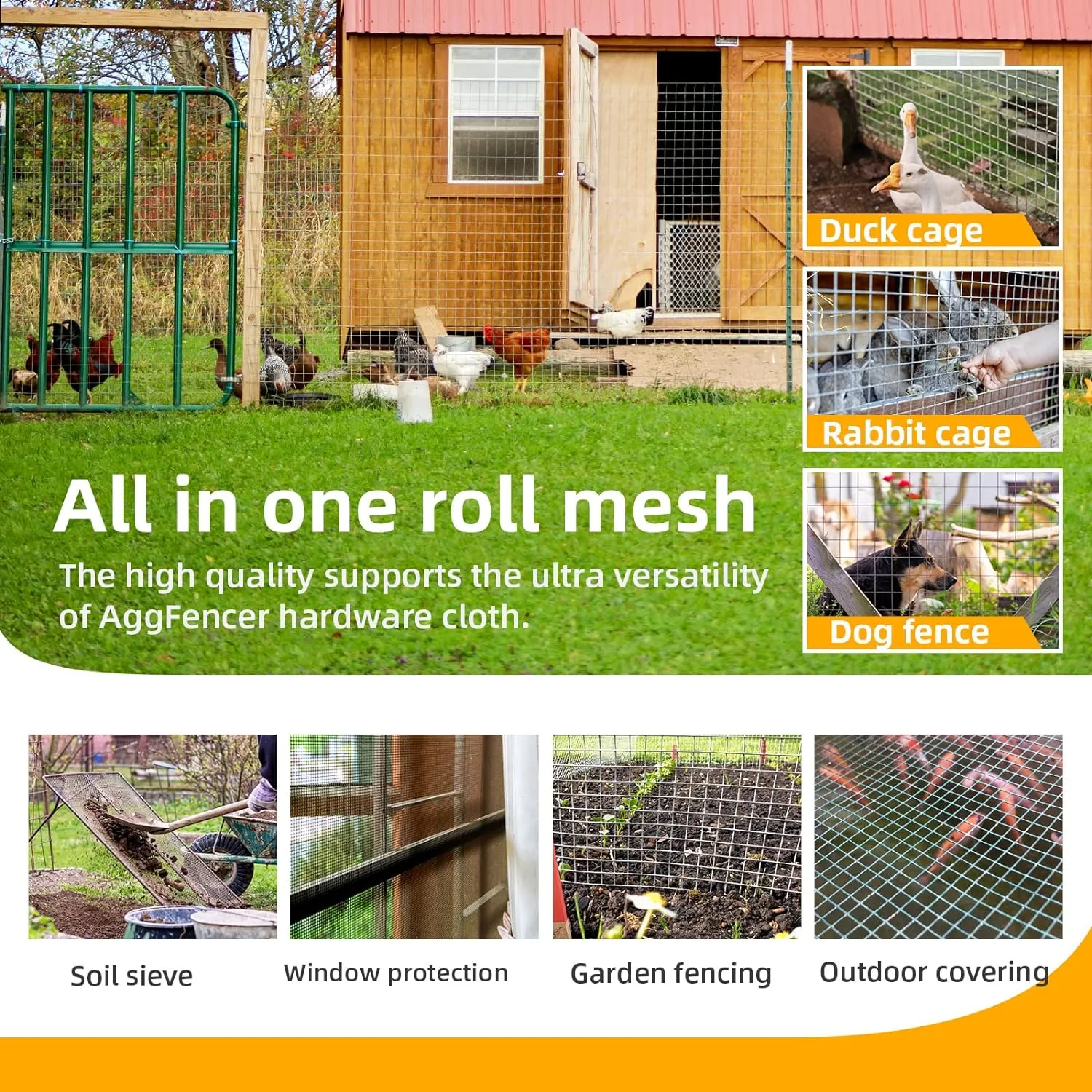 36in x 10ft Hardware Cloth 1/8 inch 27Ga Hot Dipped Galvanized After Welding, Chicken Coop Wire Fence, Welded Metal Fencing Roll Mesh for Bee Screen Garden Plant Poultry Animal Netting Cage