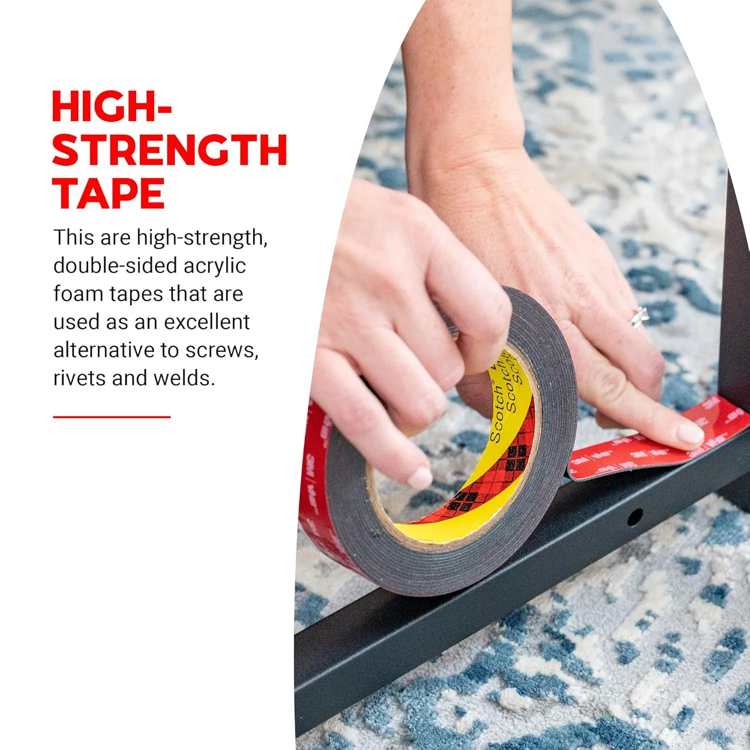 3M Double Sided Tape Heavy Duty, 15ft x 1in Two Sided Waterproof Foam Mounting VHB Tape, Strong Adhesive Multipurpose for Car, Automotive, Wall, Outdoor, LED Strip Lights