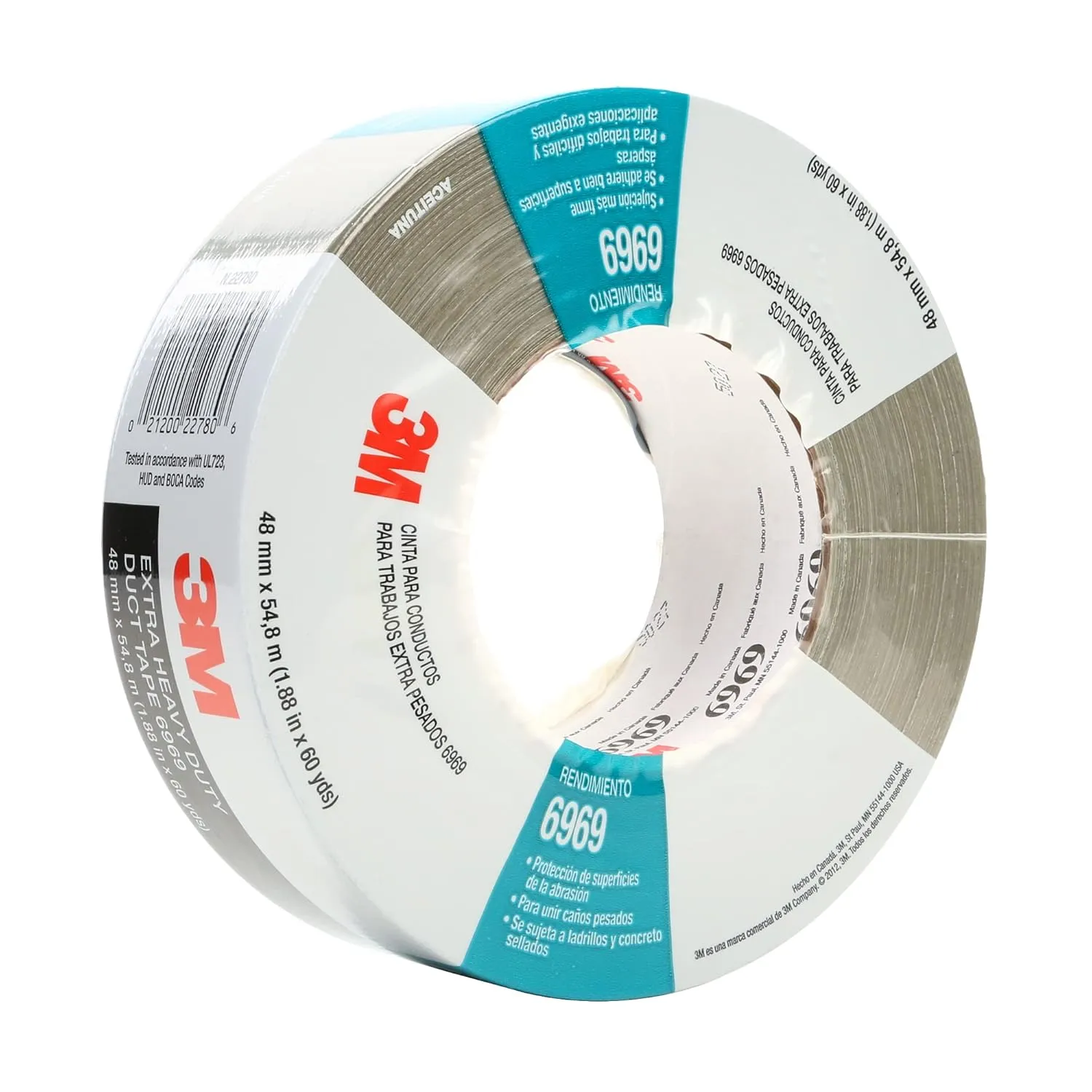 3M Extra Heavy Duty Duct Tape 6969, Olive, Industrial Strength, Water Resistant, 10 Mil, 48 MM x 54.8 M, 1 Roll