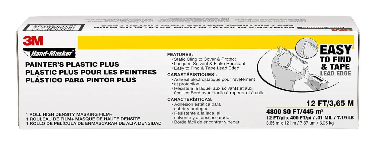 3M Hand masker Painters Plastic Plus MFB-12, 12 ft x 400 ft x .31 mil(3,65 m x 121 m x .00787 mm)