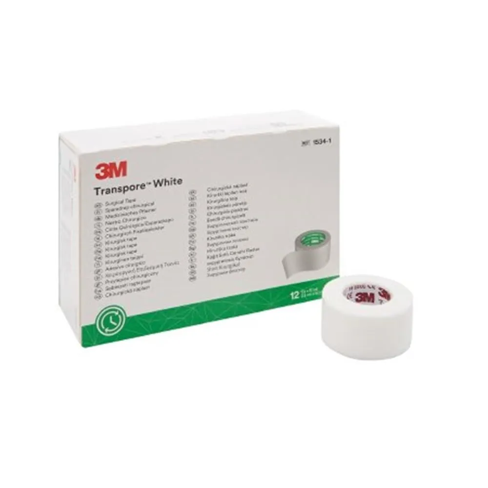 3M Transpore Medical Adhesive Tape,1 Inch X 10 Yards, NonSterile - 1 Box of 12 Rolls