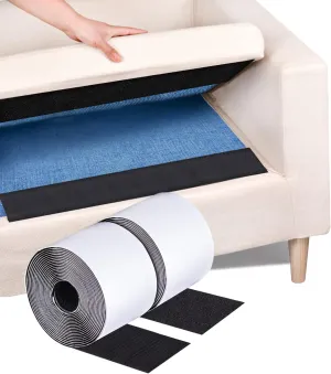 4 Inch x 18 Feet Black Adhesive Hook Loop Tape Heavy Duty, Multi-Purpose Carpet Anti Slip Rug Gripper, Double Sided Hook Loop Rolls, Couch Cushion Grip, Bulk Sticky Straps Wall Hanging Strips