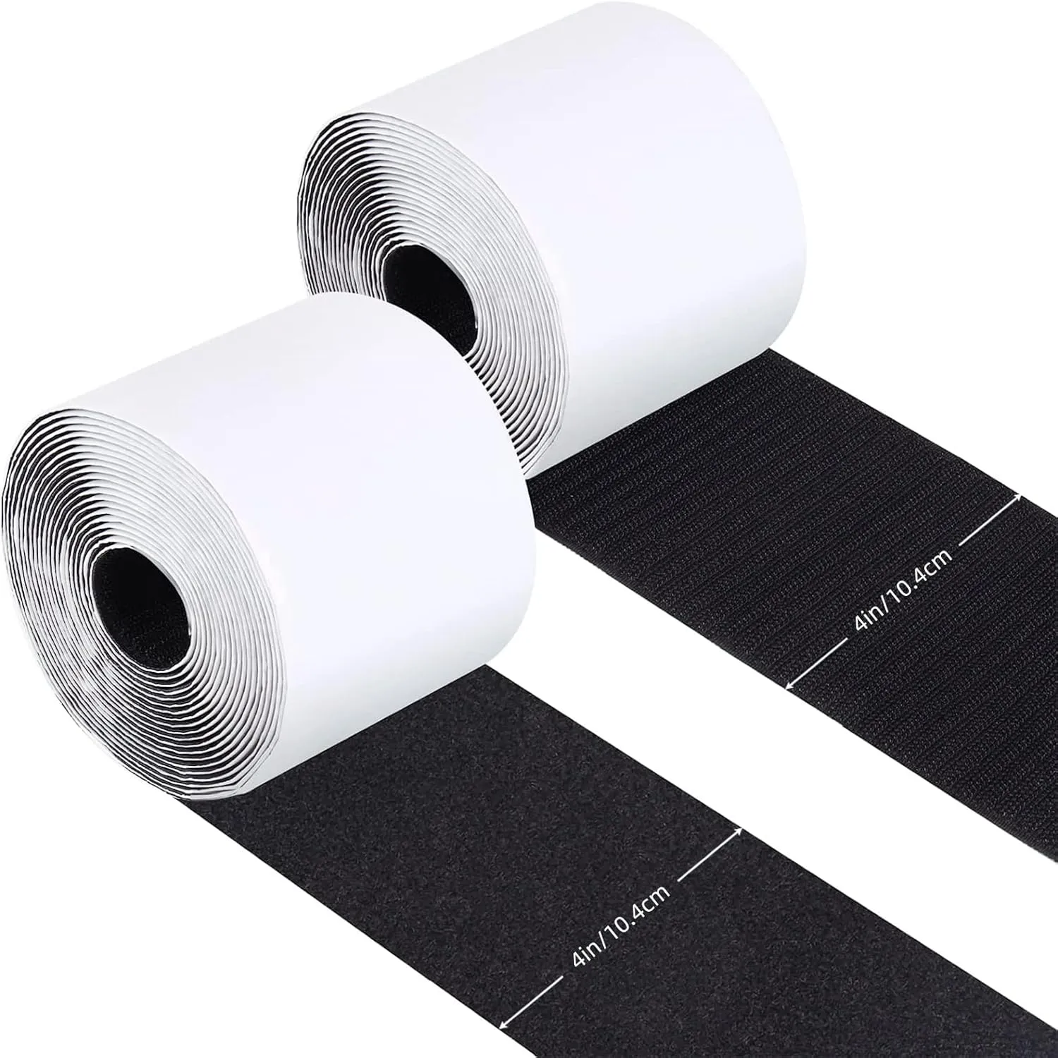 4 Inch x 18 Feet Black Adhesive Hook Loop Tape Heavy Duty, Multi-Purpose Carpet Anti Slip Rug Gripper, Double Sided Hook Loop Rolls, Couch Cushion Grip, Bulk Sticky Straps Wall Hanging Strips