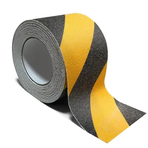 4 Inch x 60 Feet Grip Tape for Stairs, Anti Slip Tape Outdoor Waterproof, Black/Yellow Safety Non Skid Tape Roll for Stair Steps Ramp Wooden, Friction Tape Adhesive Non Slip Strips