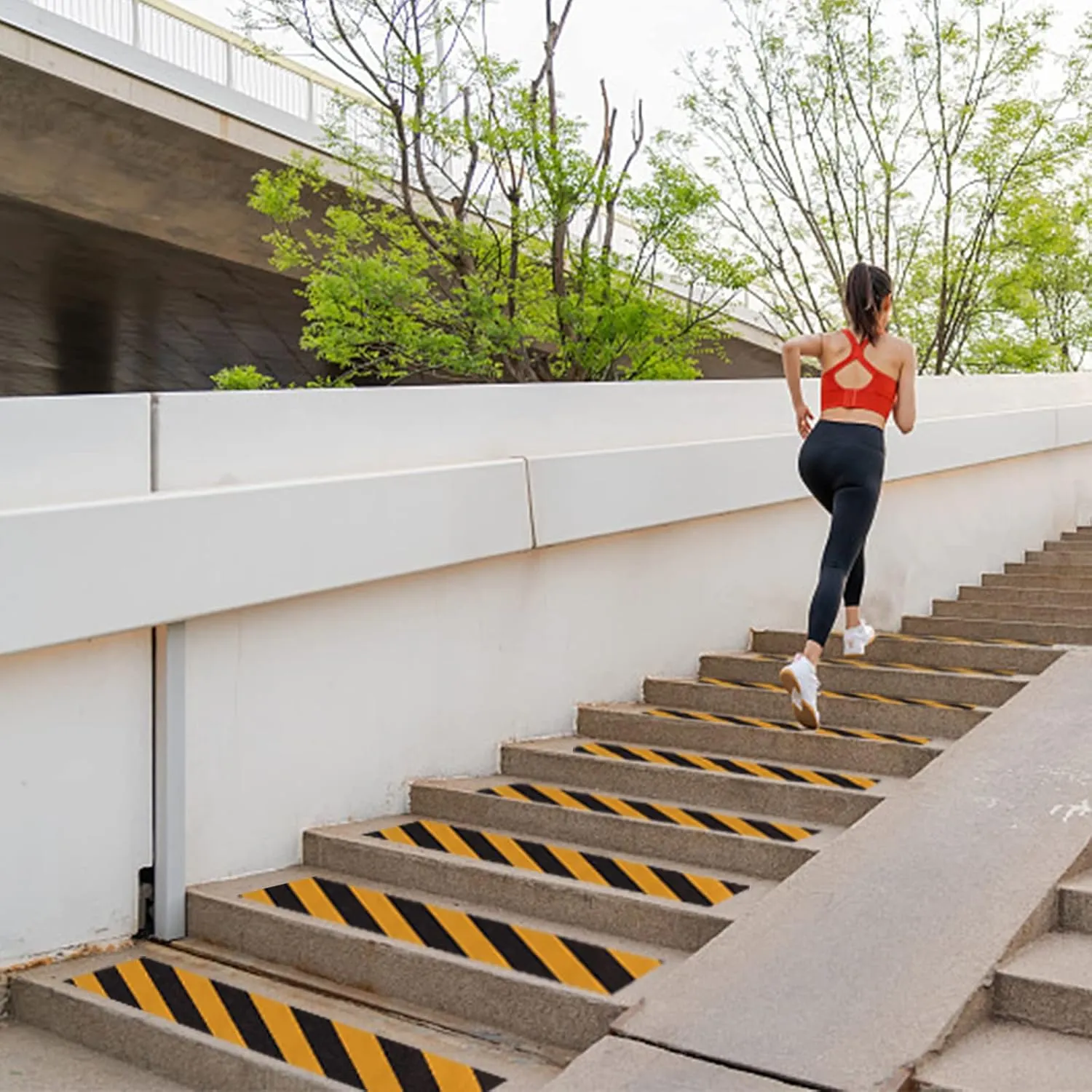 4 Inch x 60 Feet Grip Tape for Stairs, Anti Slip Tape Outdoor Waterproof, Black/Yellow Safety Non Skid Tape Roll for Stair Steps Ramp Wooden, Friction Tape Adhesive Non Slip Strips
