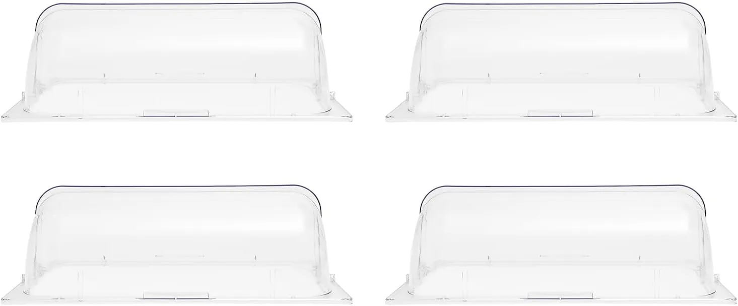 4 Pack Clear Plastic Chafing Dish Covers, 21" x 13" x 7" Roll Top Display Cover, Full Size Chafer Dome Cover for Chafing Dessert Cake Commercial Food Display Restaurants