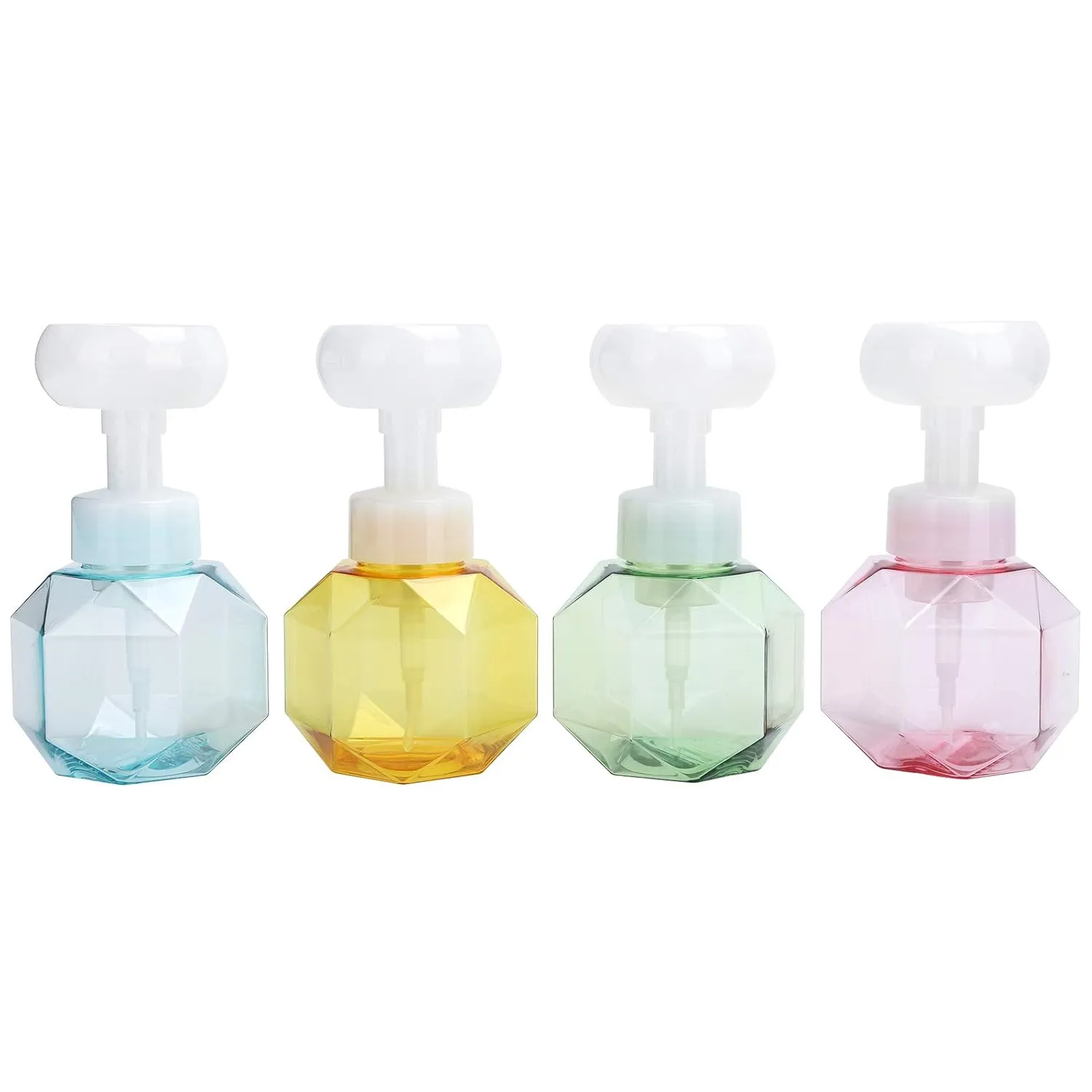 4 Pcs 300ml Soap Bottle Removable PETG Flower‑Shaped Foam Pump Refillable Soap Dispensers for Hand Soap Lotions Shower Gel Liquid Cosmetics