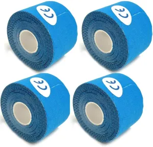 4 Roll Waterproof Kinesiology Tape 76ct Precut Strips Sport Stretch Band Support Hypoallergenic Medical Waterproof Kinesiology Tape Blue for Muscle Pain Relief and Joint Support Protects Muscles Knees