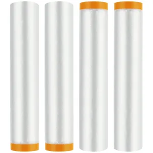 4 Rolls 10 x 66 FT Painters Plastic with Tape, Plastic Pre-Taped Masking Film, Tape and Drape Drop Cloth, Waterproof Dust Sheet Rolls for Painting Furniture Covering