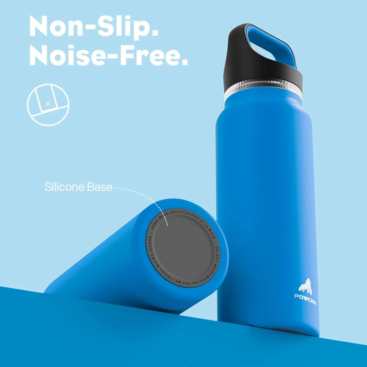40 oz Insulated Water Bottle for Travel: 3 Lids, Leakproof, Keep Ice 24H and Hot 12H, Double Wall, Large Metal Water Flask with Handle for Sports, Gym, Camping, Hiking, Outdoors (Lake Blue)