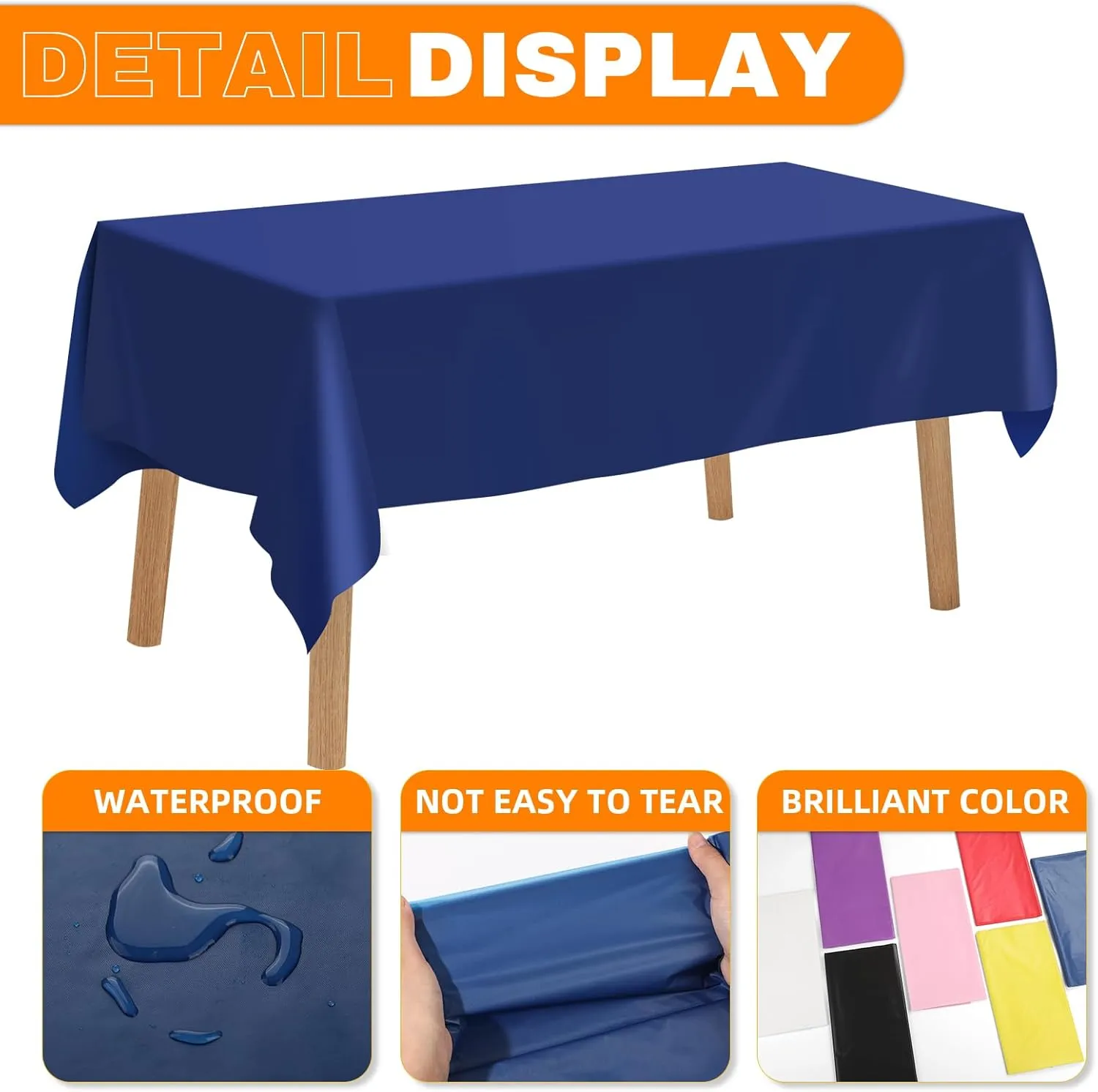 40 Pack Blue Plastic Table Cloths Disposable，54 x 108 Inches Plastic Table Cover for Rectangle Tables，Disposable Tablecloth for Dinning，Parties，BBQ，Wedding，Outdoor