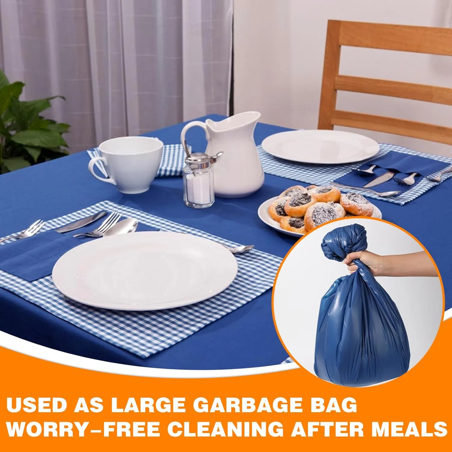 40 Pack Blue Plastic Table Cloths Disposable，54 x 108 Inches Plastic Table Cover for Rectangle Tables，Disposable Tablecloth for Dinning，Parties，BBQ，Wedding，Outdoor