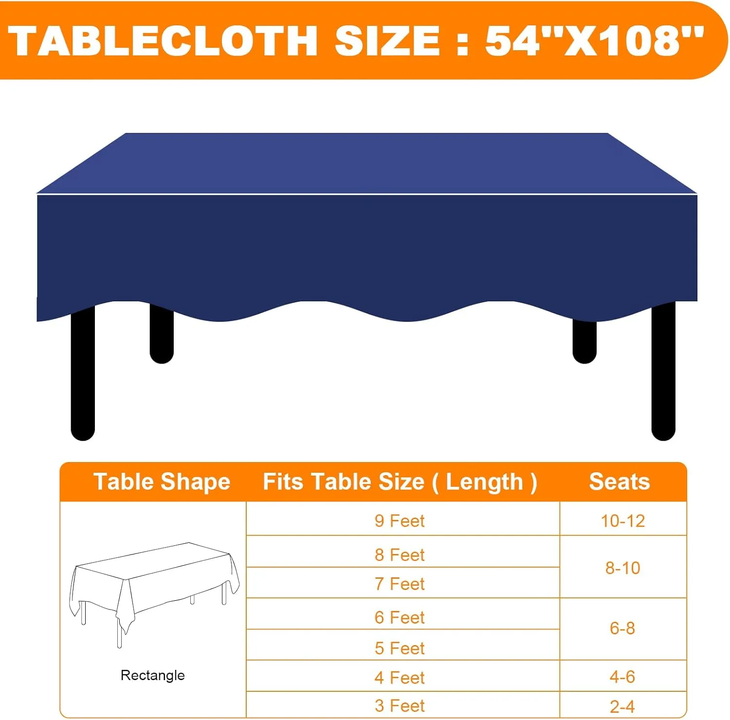 40 Pack Blue Plastic Table Cloths Disposable，54 x 108 Inches Plastic Table Cover for Rectangle Tables，Disposable Tablecloth for Dinning，Parties，BBQ，Wedding，Outdoor