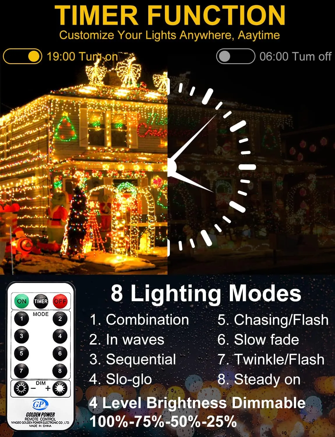 403 FT 1000 LED Christmas Lights Outdoor Decorations Super Long Fairy Lights Waterproof 8 Modes Timer Clear Wire String Lights for Outside House Tree Patio Yard Wedding Party Holiday-Warm White