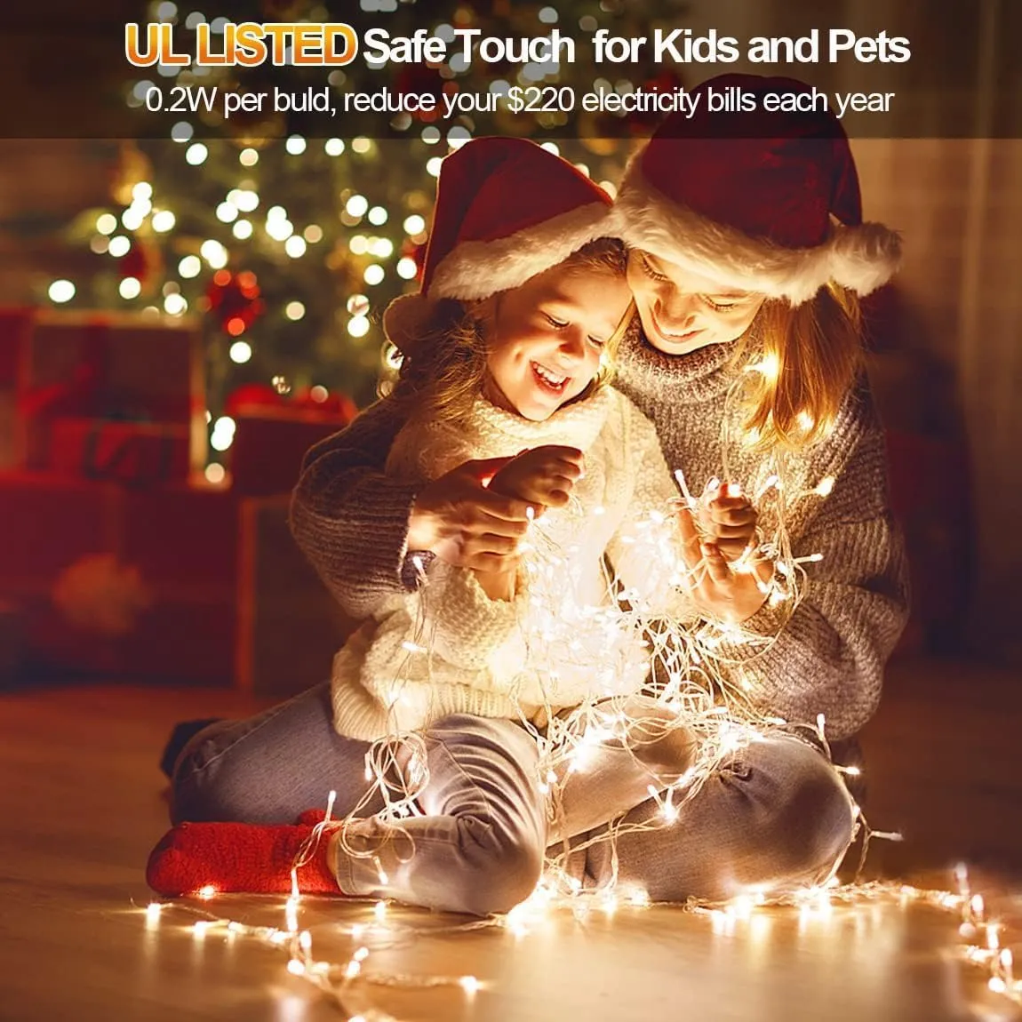 403 FT 1000 LED Christmas Lights Outdoor Decorations Super Long Fairy Lights Waterproof 8 Modes Timer Clear Wire String Lights for Outside House Tree Patio Yard Wedding Party Holiday-Warm White