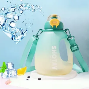 44oz Water Bottle for Sports Outdoor Camping Gradient Forsted Portable Creative Handy Water Cup Big Capacity Wide Mouth Couple Drinking Bottle（Blue Green Lemon& Pink Sky） (Green Sky&Lemon)