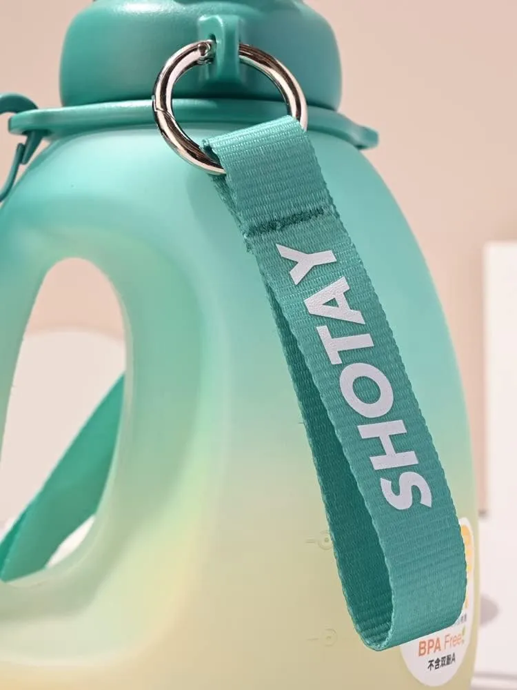 44oz Water Bottle for Sports Outdoor Camping Gradient Forsted Portable Creative Handy Water Cup Big Capacity Wide Mouth Couple Drinking Bottle（Blue Green Lemon& Pink Sky） (Green Sky&Lemon)