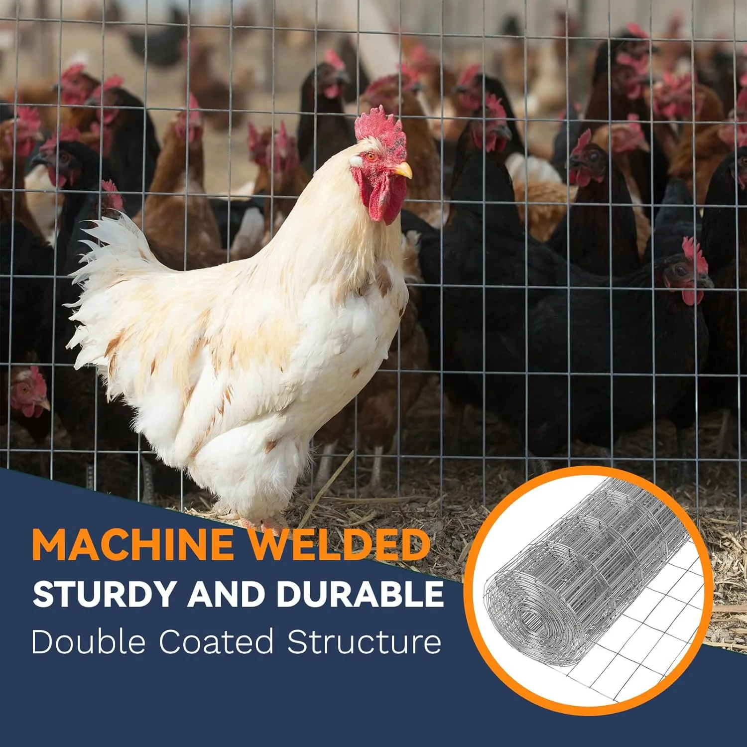 4'×50' Welded Wire Mesh, Stainless Chicken Wire Fencing 2'' X 4'' 15GA, Garden Decorative Fence for Chicken Coop Barrier, Rabbit Snake Fences, Poultry Enclosures