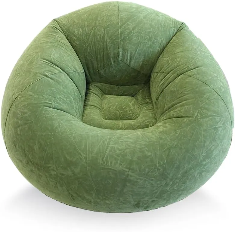 45x45x28 Inflatable Beanless Bean Bag Chair Lounge Sofa - Military Green