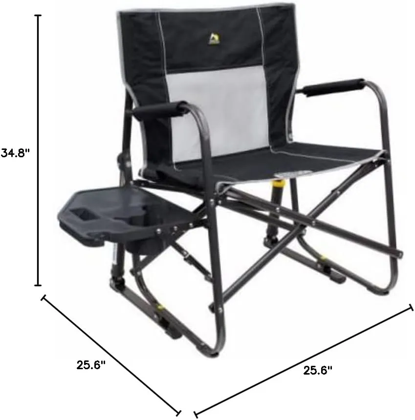 47110 Freestyle Folding Rocker with Side Table, Black, XL 400 Lb. Capacity - Quantity 2