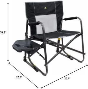 47110 Freestyle Folding Rocker with Side Table, Black, XL 400 Lb. Capacity - Quantity 2