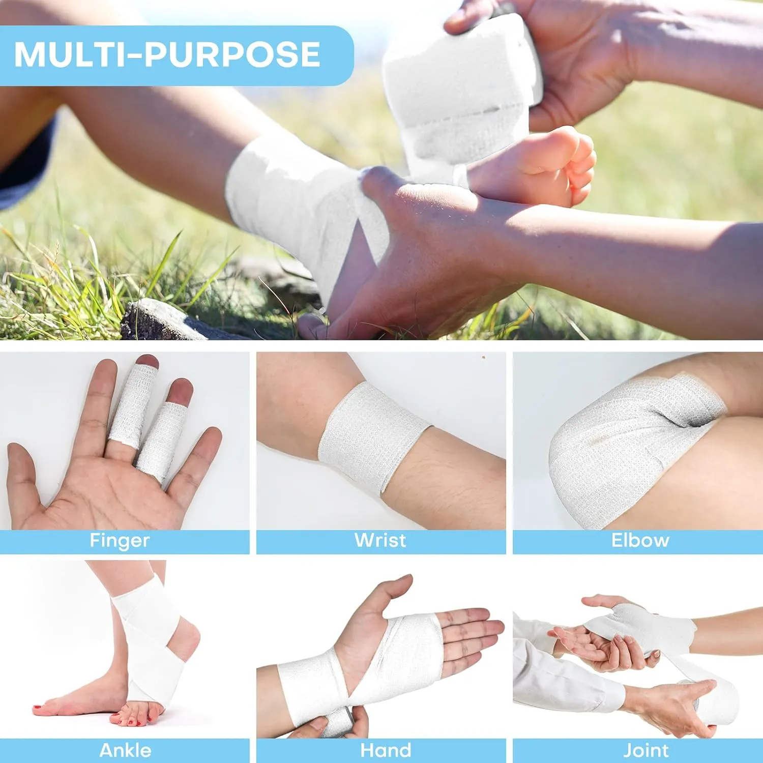 48 Pack 2” x 5 Yards Self Adhesive Bandage Wrap, Elastic Breathable Cohesive Bandage Wrap Athletic Stretch Medical Tape for First Aid Wrist Ankle Sports Vet Wrap (White)