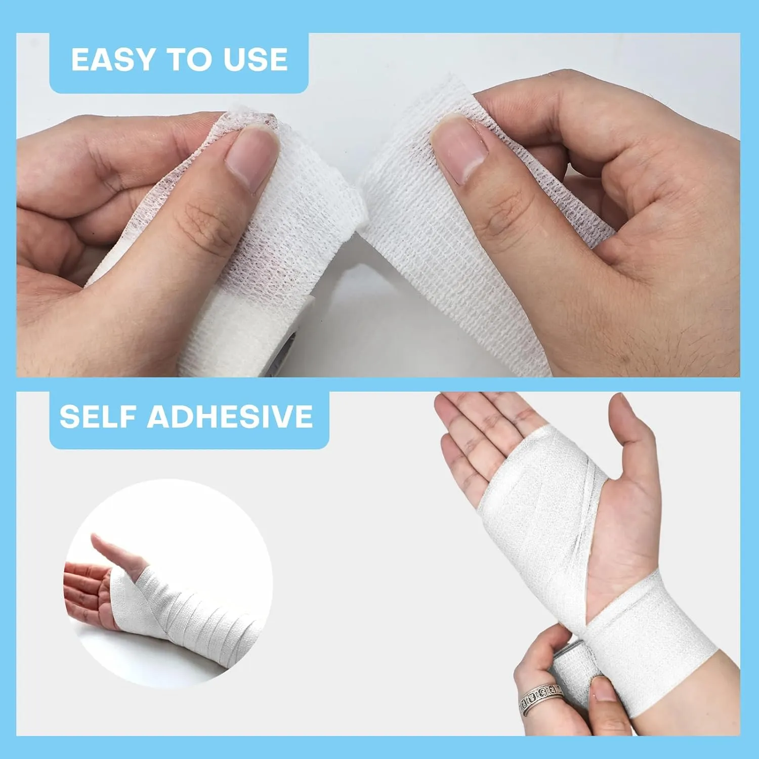 48 Pack 2” x 5 Yards Self Adhesive Bandage Wrap, Elastic Breathable Cohesive Bandage Wrap Athletic Stretch Medical Tape for First Aid Wrist Ankle Sports Vet Wrap (White)