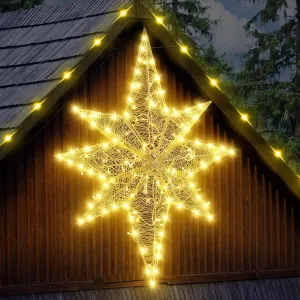 48 x 40.5 in Christmas Bethlehem Star Outdoor Additional 120V LED Light Outdoor Bethlehem Christmas Light Waterproof Lighted Xmas Star Hanging for Holiday Party Xmas Home Decor