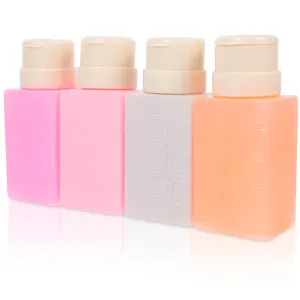4pcs Portable Empty Nail Polish Pump Bottles Liquid Dispensers for Makeup Removers Toner and Cleaning for Home and Salon Use