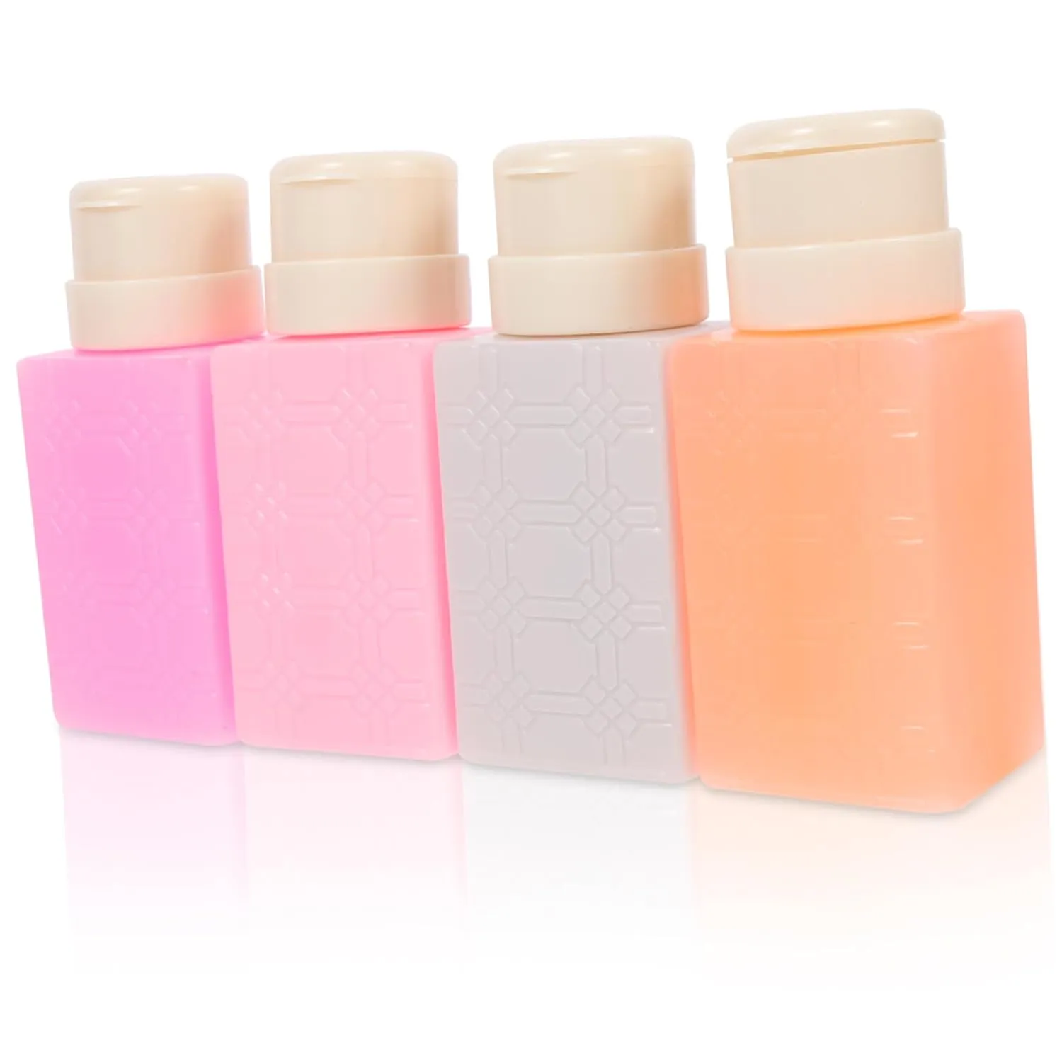 4pcs Push down Empty Pump Bottles for Nail Polish Remover Portable Liquid Storage Containers Suitable for Toner and Makeup Removers Non- Design for Easy Dispensing