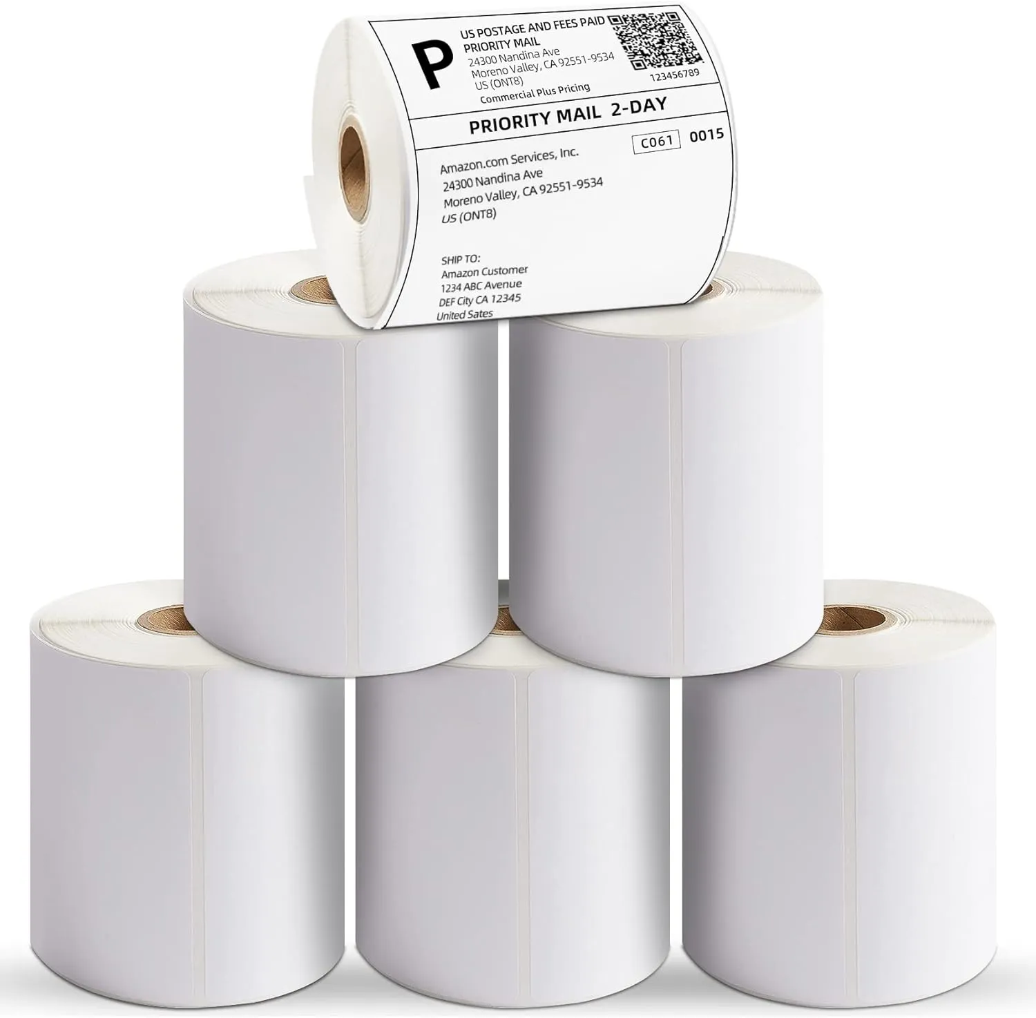 4"x6" Direct Thermal Shipping Labels, 6 Rolls/1500 Labels, Perforated, White Mailing Postage Label Thermal Paper Roll Compatible with MUNBYN Rollo Zebra, Permanent Adhesive, Commercial Grade
