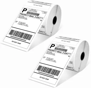 4x6 Thermal Shipping Label, Shipping Address Labels (2 Rolls of 500 4x6 Roll Labels) - Compatible with Nelko, JADENS, beeprt, ASprink, Rollo, Zebra, Omezizy and Other Thermal Printers