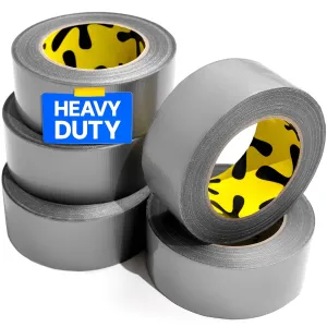 5-Pack Duct Tape - Heavy Duty, Waterproof - 90 Ft x 2 In - Silver, Flexible, No Residue, Easy Tear, All-Weather, Duct Tape Bulk for Outdoor Use, DIY, School, Office, B2B, Repairs, Supplies
