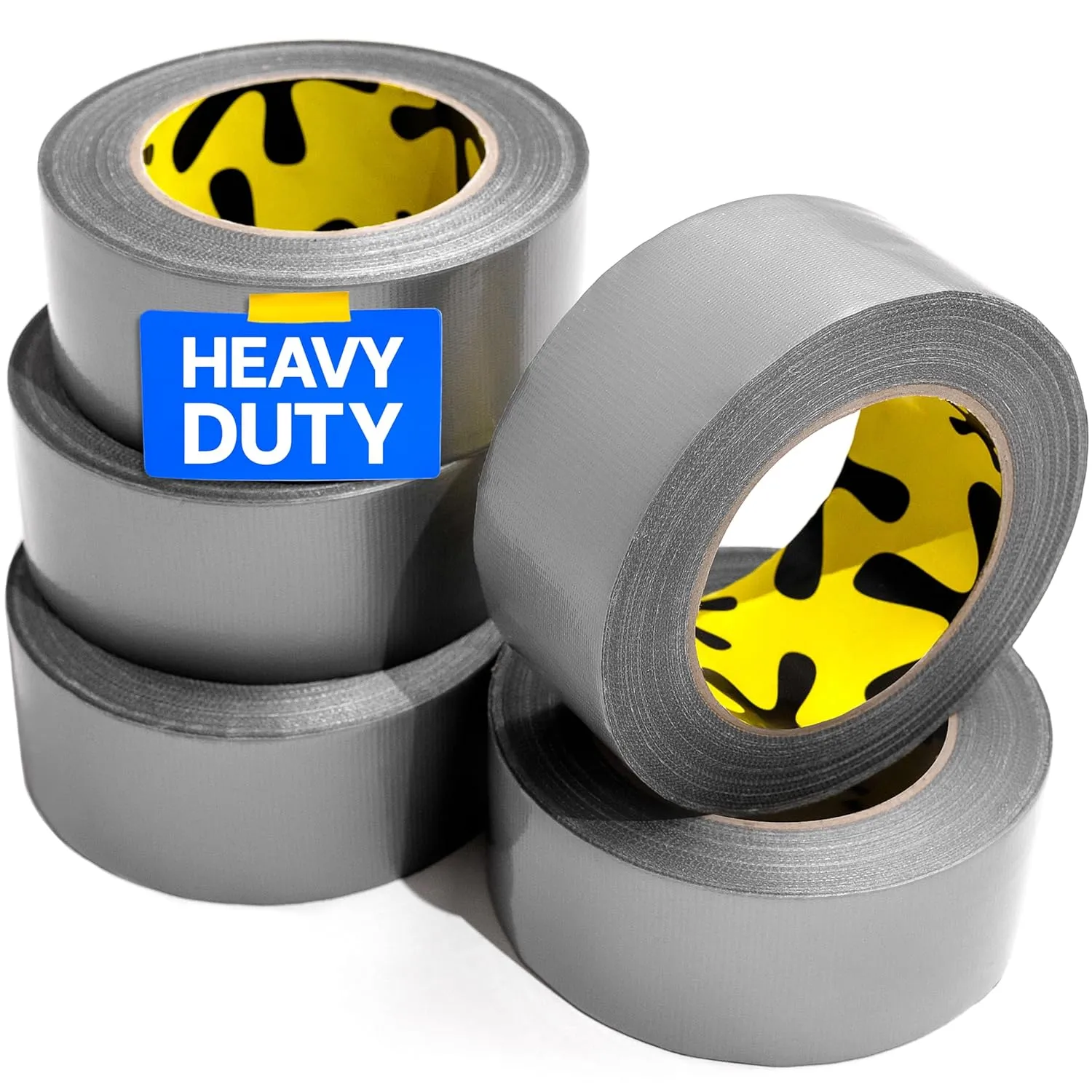 5-Pack Duct Tape - Heavy Duty, Waterproof - 90 Ft x 2 In - Silver, Flexible, No Residue, Easy Tear, All-Weather, Duct Tape Bulk for Outdoor Use, DIY, School, Office, B2B, Repairs, Supplies