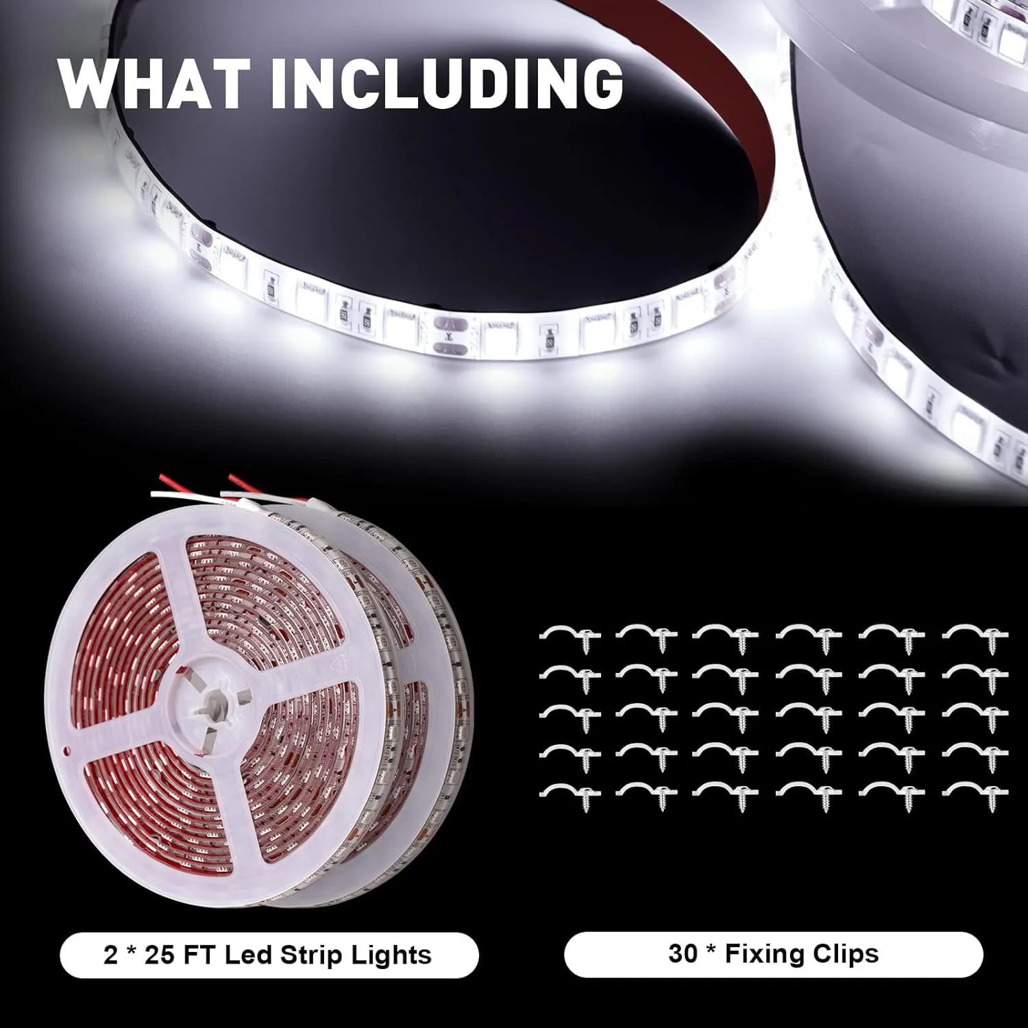 50ft Pontoon Boat Lights Marine LED Strip Lights 12V Waterproof, Interior Light Deck Light for Jon Boat, Kayak, Fishing Boats, Bass Boats (White)