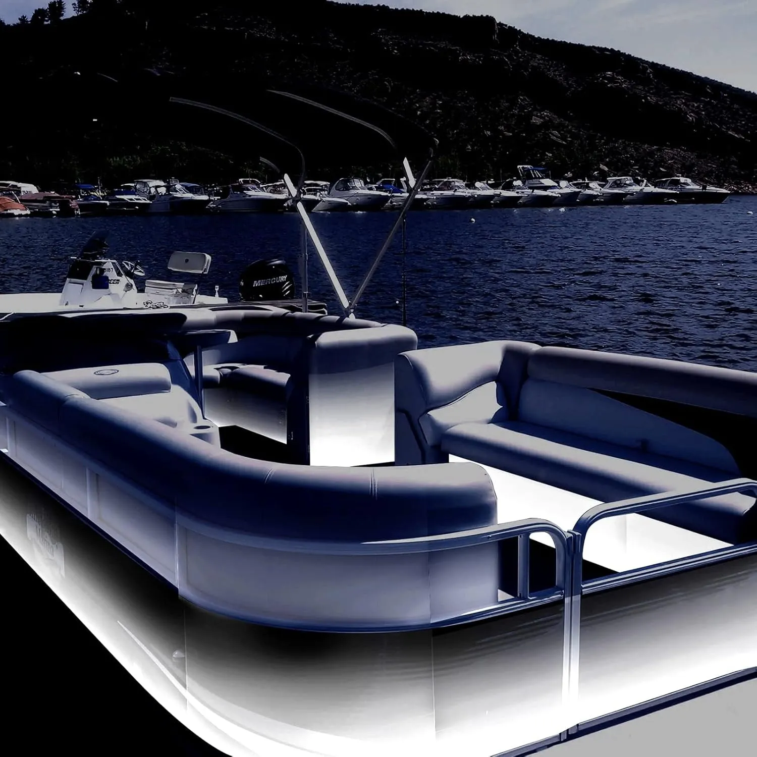 50ft Pontoon Boat Lights Marine LED Strip Lights 12V Waterproof, Interior Light Deck Light for Jon Boat, Kayak, Fishing Boats, Bass Boats (White)