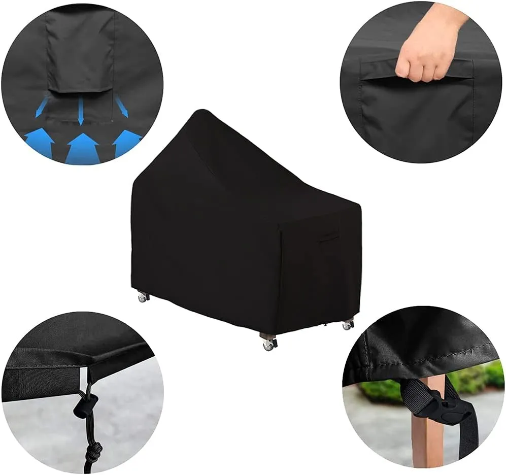 60 Inch Kamado Ceramic BBQ Grill Cover Heavy Duty Waterproof Outdoor Big Large Green Egg XL Grill Station Table Cover, Black