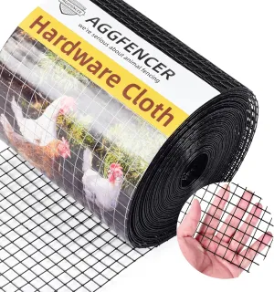 8in x 25ft Black Hardware Cloth 1/2 inch 19Ga PVC Coated Wire Mesh Vinyl Coated Fence, Welded Metal Chicken Wire Fencing Roll, Garden Plant Fencing, for Chicken Coop and Home Improvement