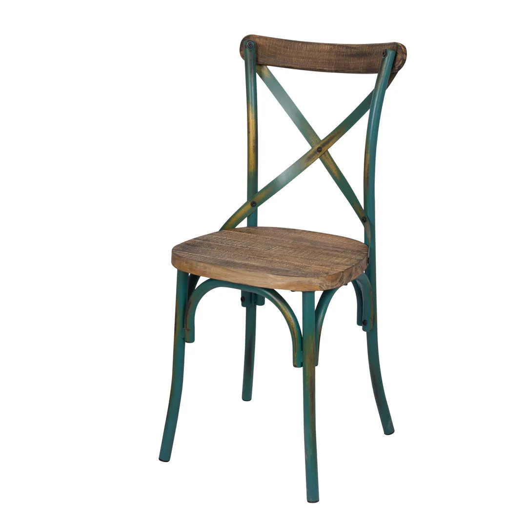 Adelaide Cross Back Side Chair Steelside™ Frame Color: Antique Turquoise