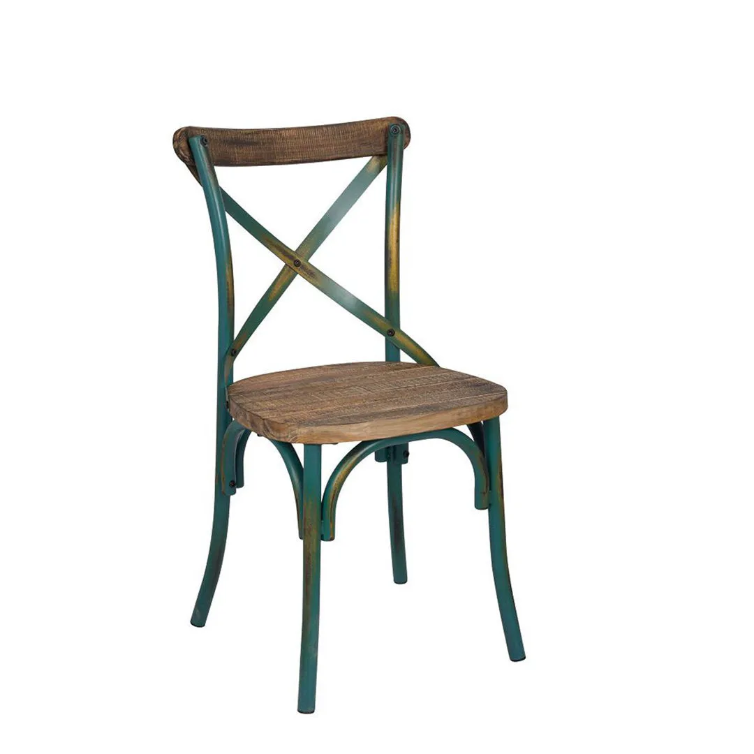 Adelaide Cross Back Side Chair Steelside™ Frame Color: Antique Turquoise