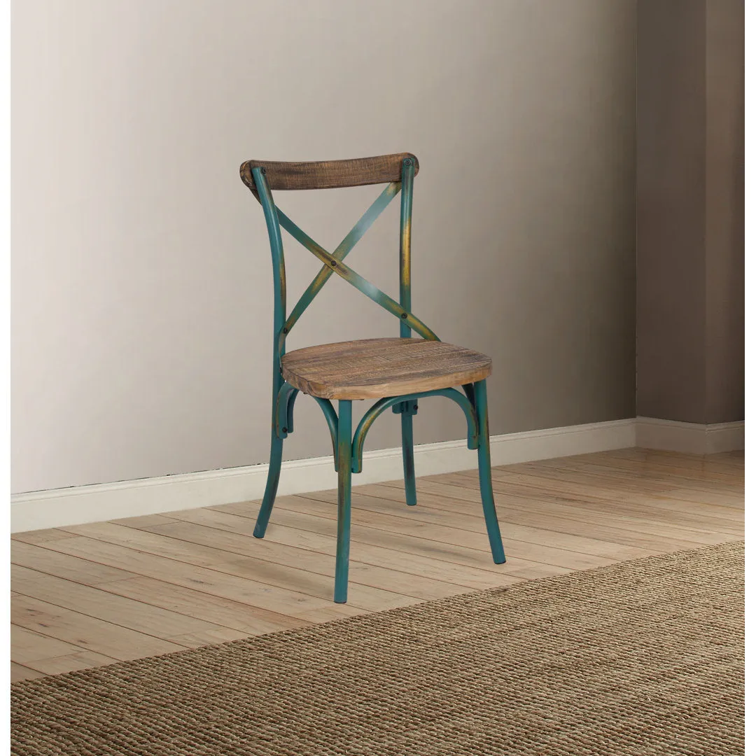 Adelaide Cross Back Side Chair Steelside™ Frame Color: Antique Turquoise