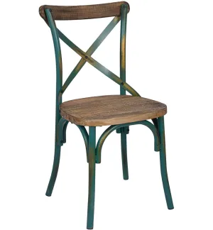 Adelaide Cross Back Side Chair Steelside™ Frame Color: Antique Turquoise
