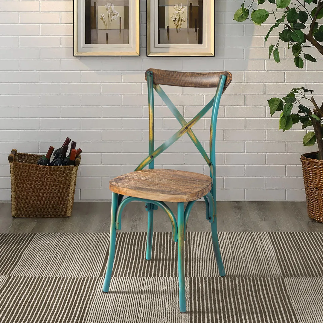 Adelaide Cross Back Side Chair Steelside™ Frame Color: Antique Turquoise