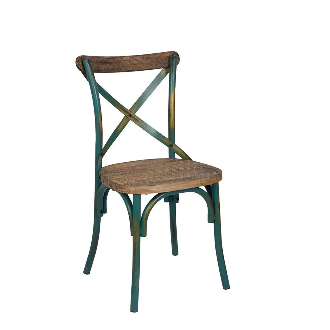 Adelaide Cross Back Side Chair Steelside™ Frame Color: Antique Turquoise