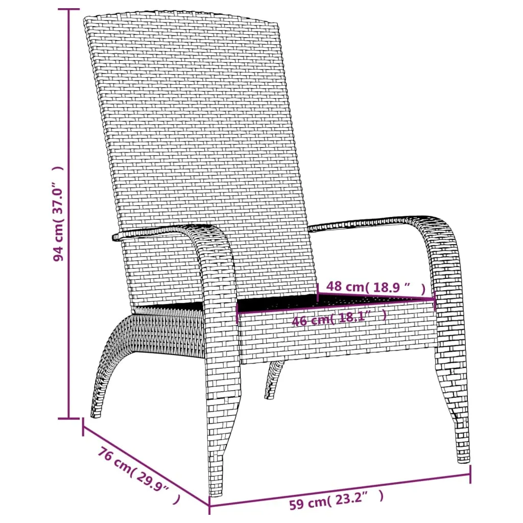 Adirondack Chair Lounge Patio Lawn Chair Outdoor Seating Poly Rattan