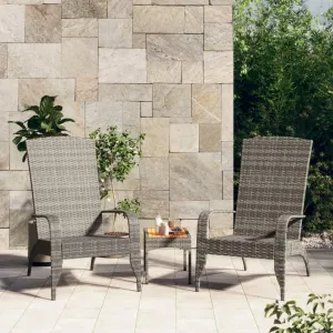 Adirondack Patio Chair Gray Poly Rattan Outdoor Furniture with Steel Frame, Durable Weather-Resistant Lounge Chair for Poolside Beach Porch Backyard